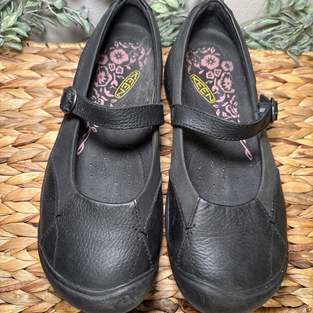 Keen Womens Black Leather Strap Clog Mary Jane Shoes Sz US 9 EU 39.5 Comfort - Picture 4 of 13